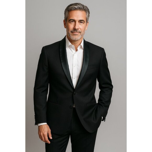 TALLIA Other - Tallia Men’s 44R Black Tuxedo Blazer w/Faux Leather Shawl Collar Formal Party